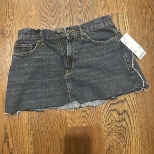Distressed jean skirt